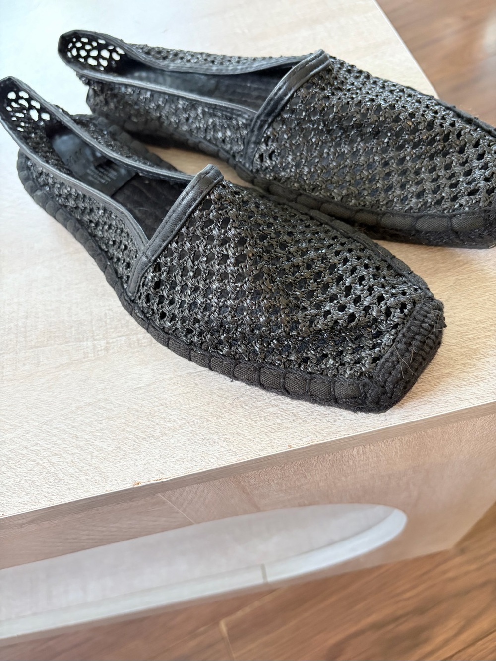 Black Woven Slip-On Flats for Women